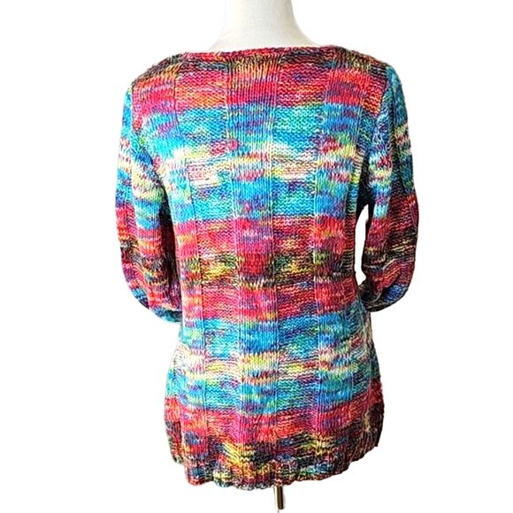 Bobbie Brooks Womens Sz L Colorful V-Neck Pockets Lagenlook Y2K Artsy Sweater - Picture 3 of 12